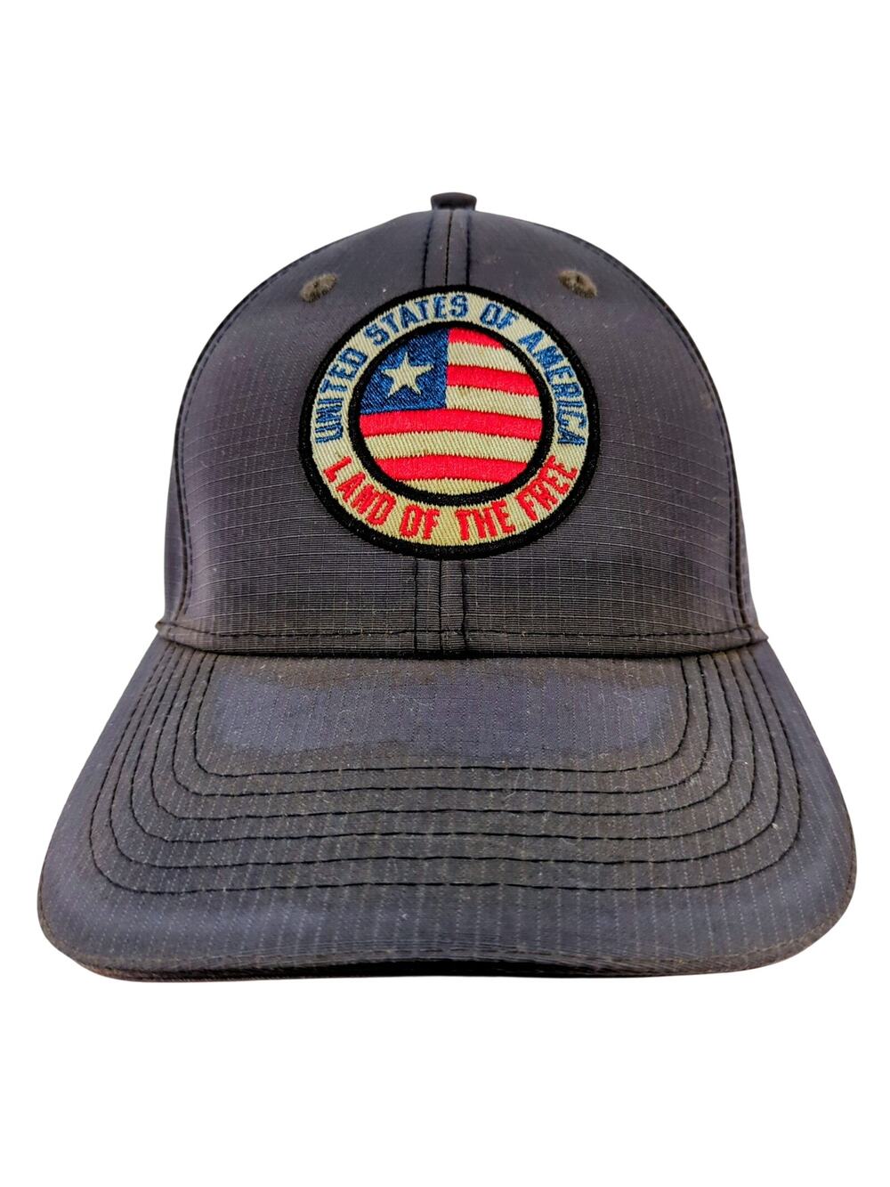 USA Land of the Free Patriotic Baseball Cap Adjustable Hat Gray Ripstop American